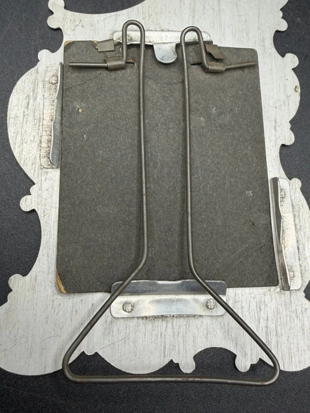 Vintage Art Nouveau Style Silver Tone Metal Floral Father Picture Frame, 3 Photo